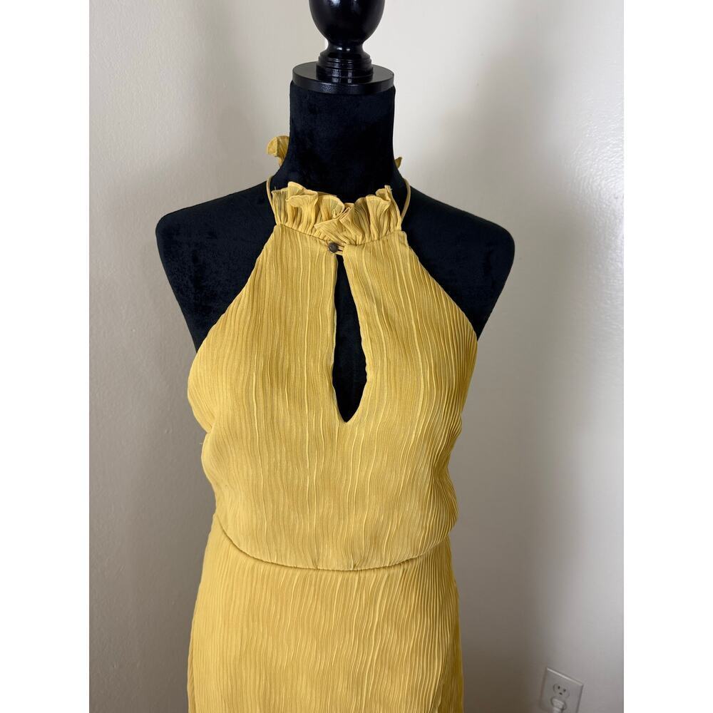 Keepsake The Label Skylines Golden Yellow Pleated Midi Dress L - Picture 3 of 11